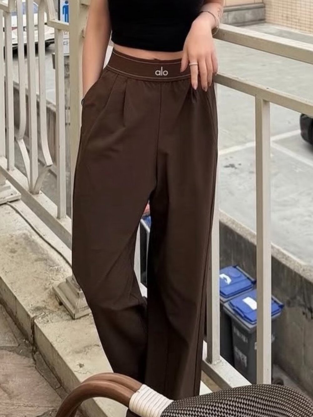 ALO Yoga Suit Up Pants XS&S🎨Espresso Casual Office Travel Trousers Regular🦋 - Picture 7 of 7